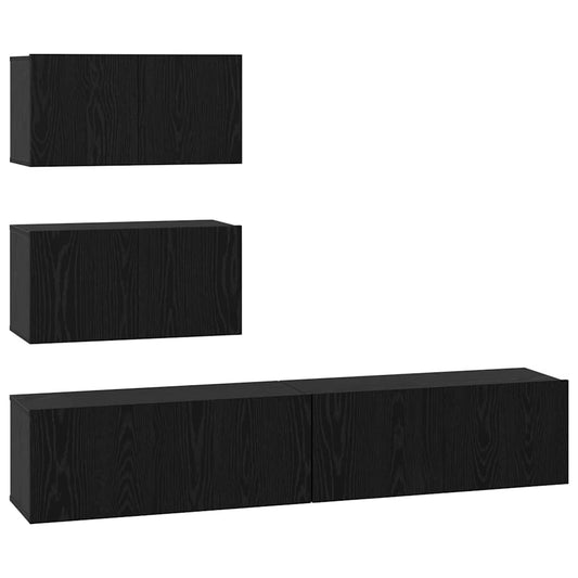 TV-Möbel-Set Wandmontiert 4 pcs Schwarze Eiche 100 x 30 x 30 cm