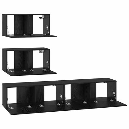 TV-Möbel-Set Wandmontiert 4 pcs Schwarze Eiche 100 x 30 x 30 cm