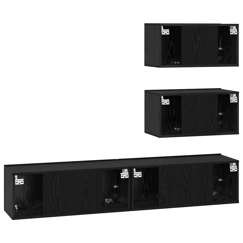 TV-Möbel-Set Wandmontiert 4 pcs Schwarze Eiche 100 x 30 x 30 cm