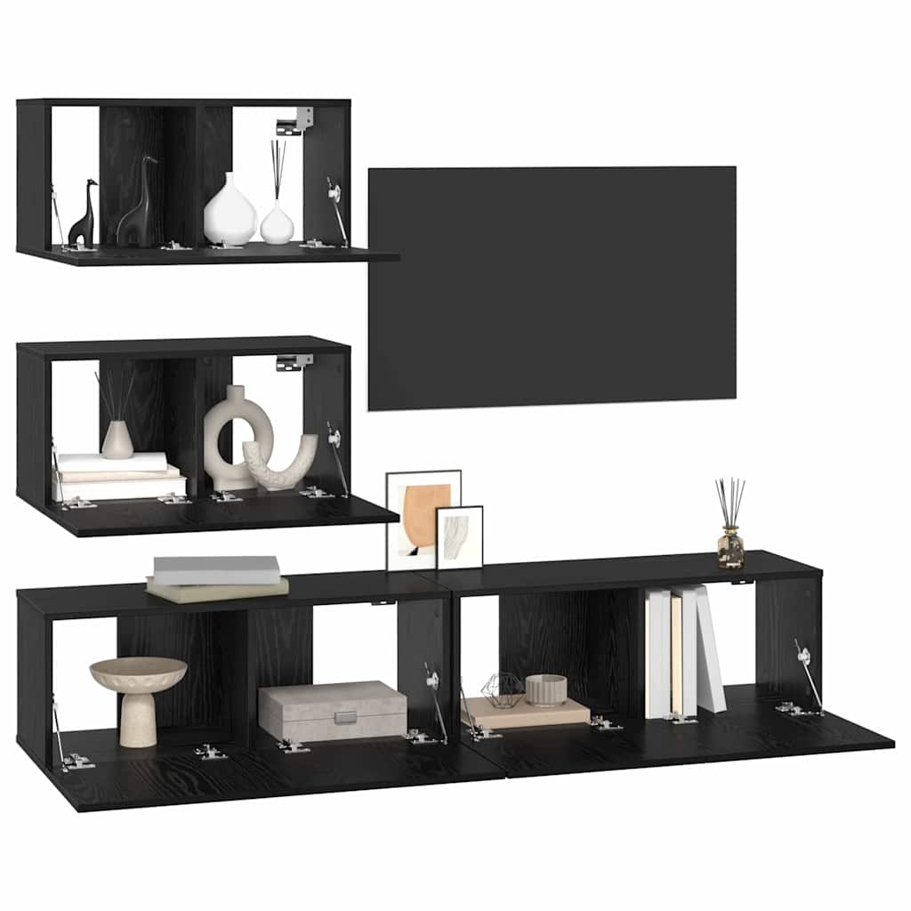 TV-Möbel-Set Wandmontiert 4 pcs Schwarze Eiche 100 x 30 x 30 cm