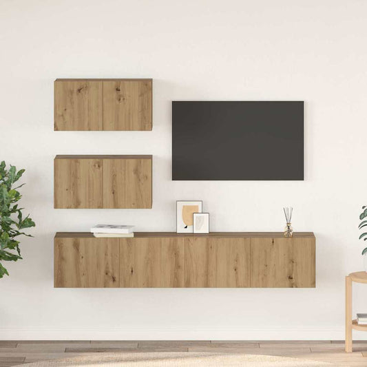 TV-Möbel-Set 4 pcs Eiche handwerklich 80 x 30 x 30 cm