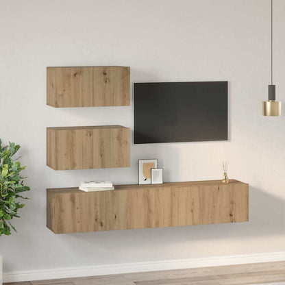 TV-Möbel-Set 4 pcs Eiche handwerklich 80 x 30 x 30 cm