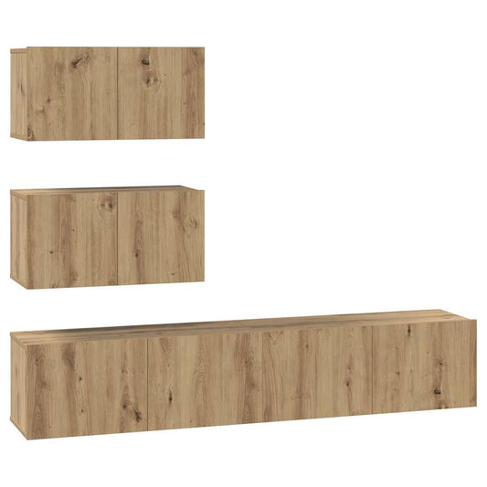 TV-Möbel-Set 4 pcs Eiche handwerklich 80 x 30 x 30 cm