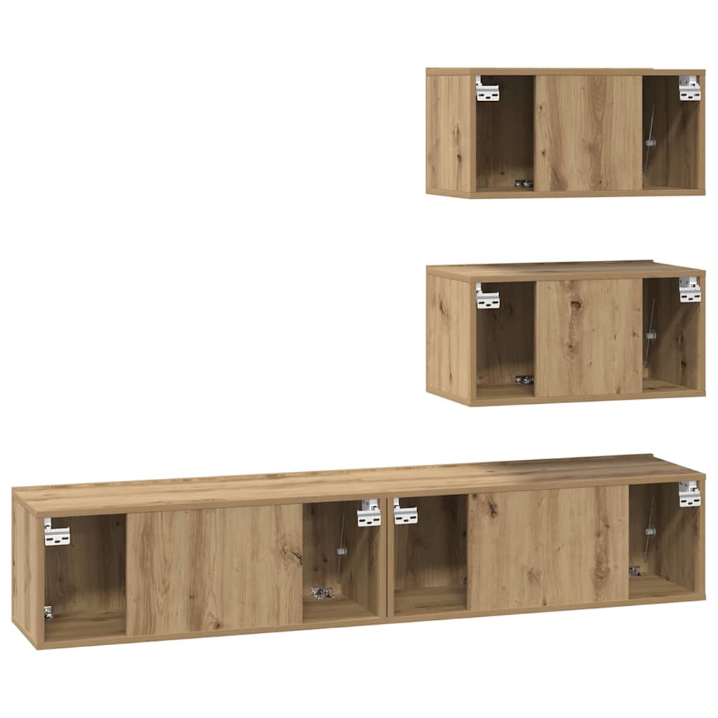 TV-Möbel-Set 4 pcs Eiche handwerklich 80 x 30 x 30 cm