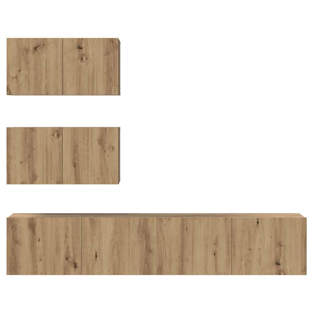 TV-Möbel-Set 4 pcs Eiche handwerklich 80 x 30 x 30 cm