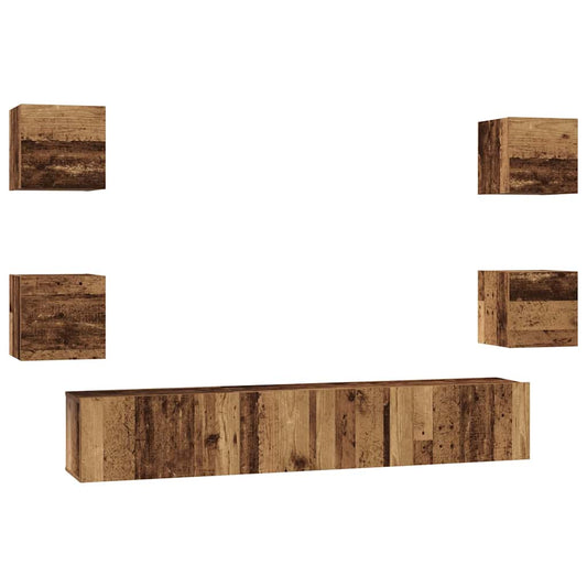 TV-Möbel-Set 7 pcs Altholz 60 x 30 x 30 cm Holzwerkstoff