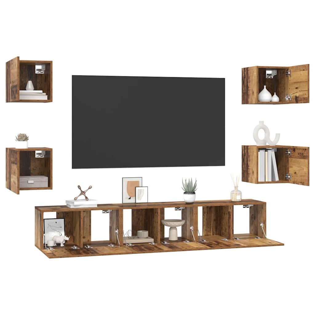 TV-Möbel-Set 7 pcs Altholz 60 x 30 x 30 cm Holzwerkstoff