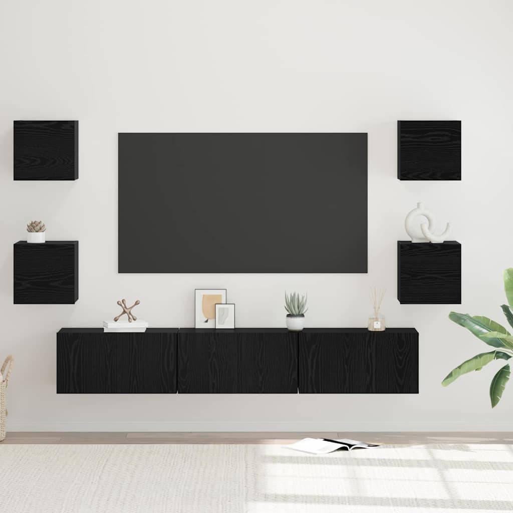 TV-Möbel-Set 7 pcs Schwarze Eiche Mittel 180 x 30 x 30 cm