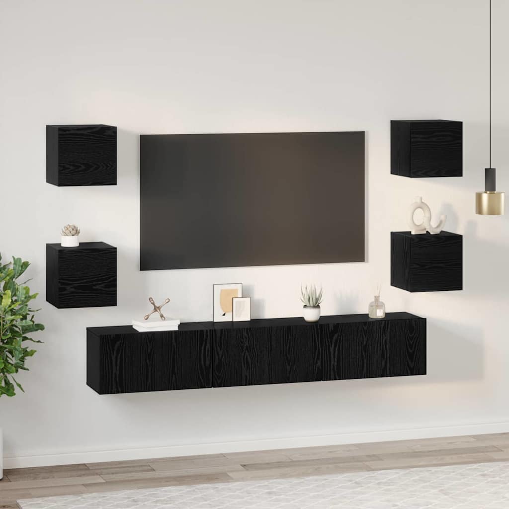 TV-Möbel-Set 7 pcs Schwarze Eiche Mittel 180 x 30 x 30 cm