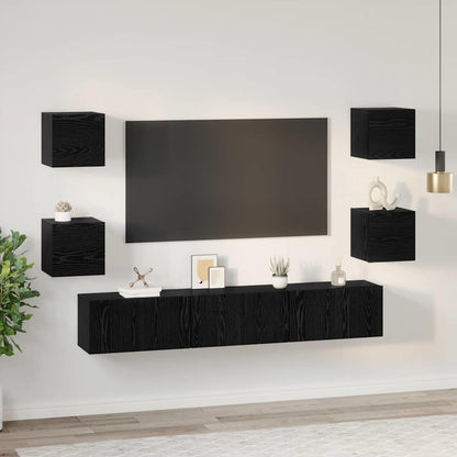 TV-Möbel-Set 7 pcs Schwarze Eiche Mittel 180 x 30 x 30 cm