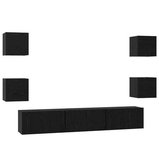 TV-Möbel-Set 7 pcs Schwarze Eiche Mittel 180 x 30 x 30 cm