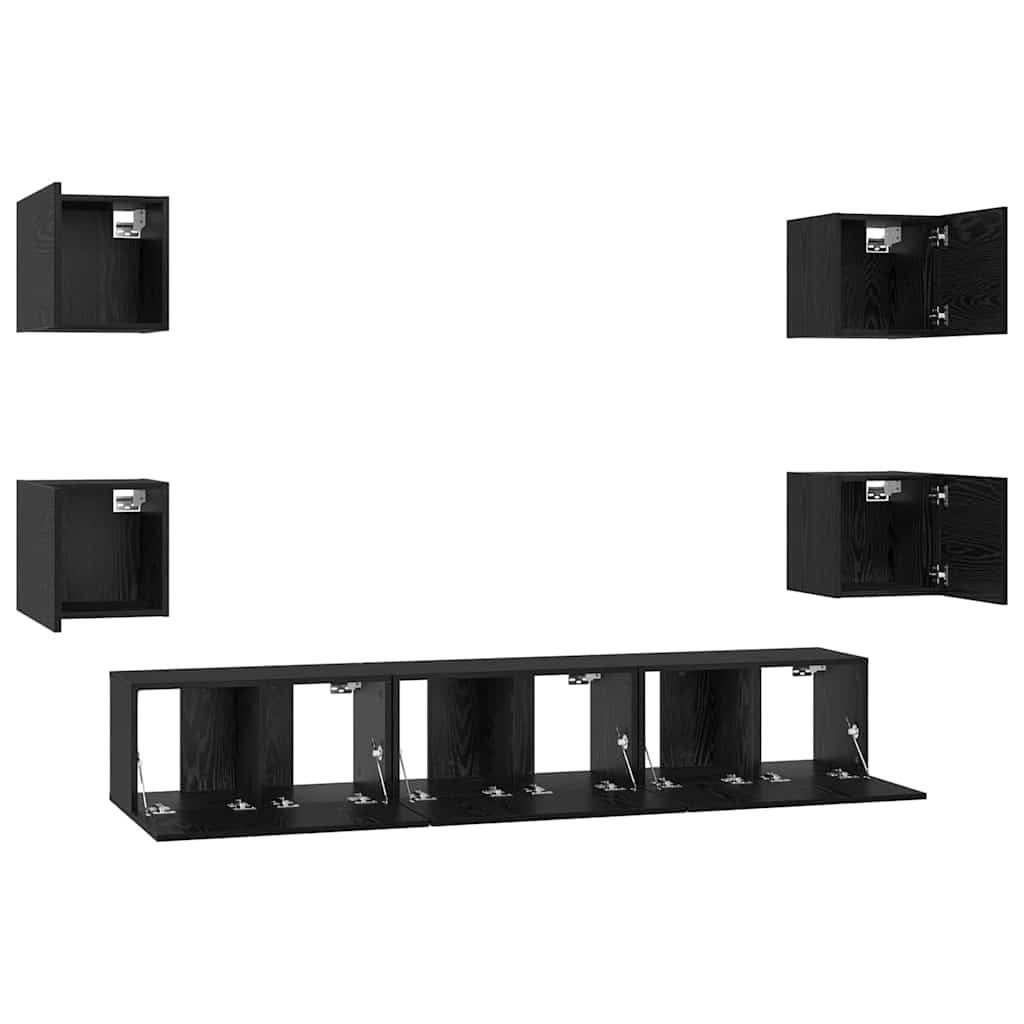 TV-Möbel-Set 7 pcs Schwarze Eiche Mittel 180 x 30 x 30 cm