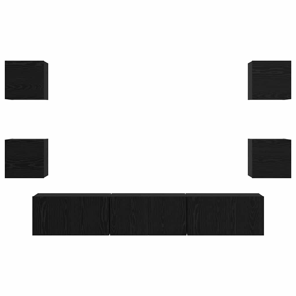 TV-Möbel-Set 7 pcs Schwarze Eiche Mittel 180 x 30 x 30 cm