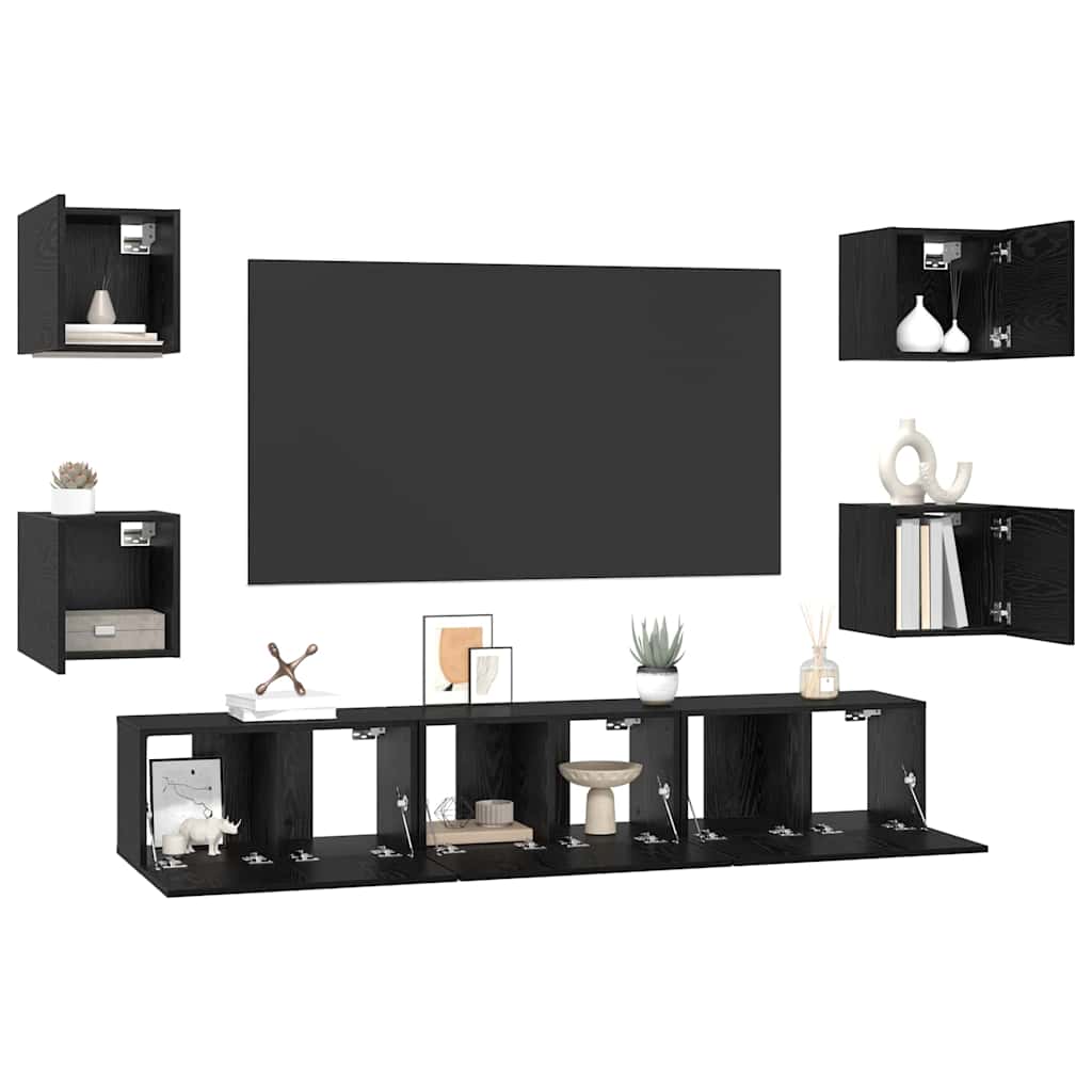 TV-Möbel-Set 7 pcs Schwarze Eiche Mittel 180 x 30 x 30 cm