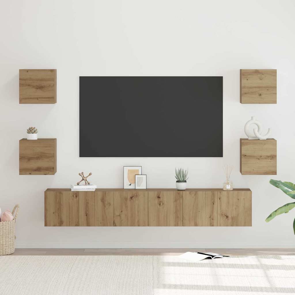 TV-Möbel-Set 7 pcs Eiche handwerklich 60 x 30 x 30 cm