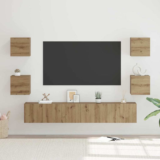TV-Möbel-Set 7 pcs Eiche handwerklich 60 x 30 x 30 cm