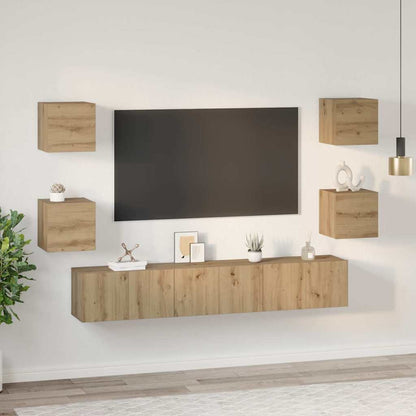 TV-Möbel-Set 7 pcs Eiche handwerklich 60 x 30 x 30 cm