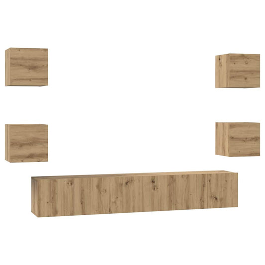TV-Möbel-Set 7 pcs Eiche handwerklich 60 x 30 x 30 cm