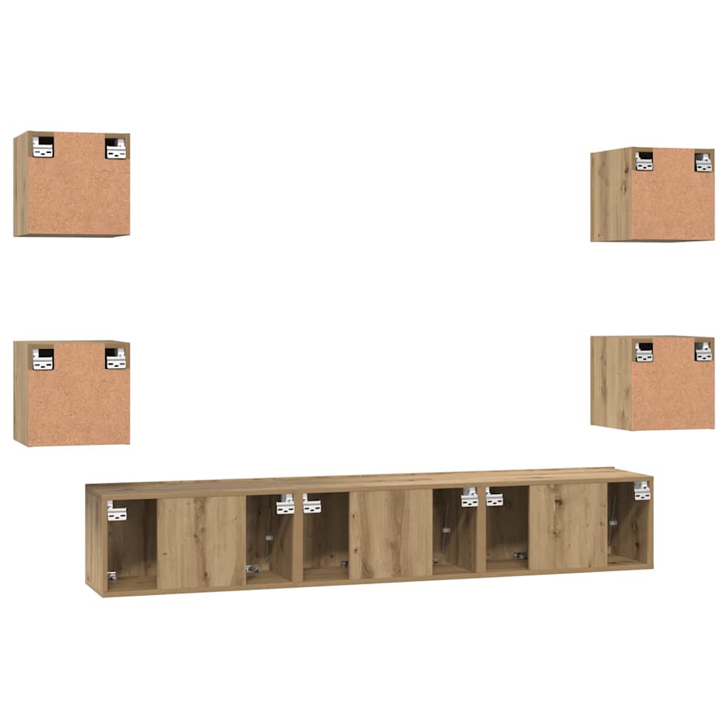 TV-Möbel-Set 7 pcs Eiche handwerklich 60 x 30 x 30 cm