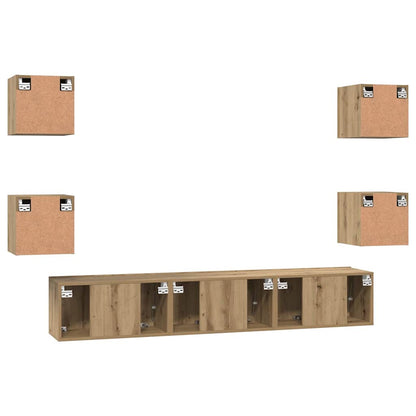 TV-Möbel-Set 7 pcs Eiche handwerklich 60 x 30 x 30 cm