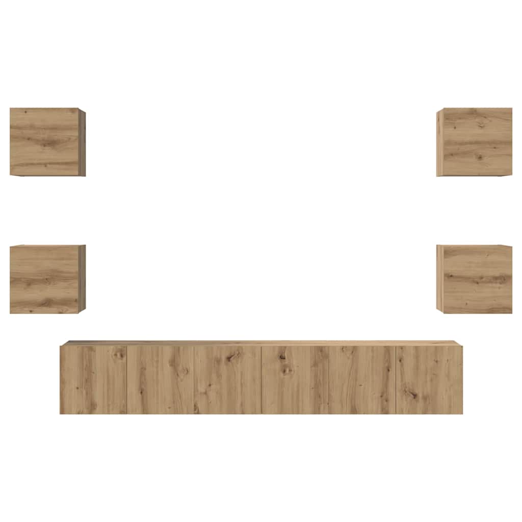 TV-Möbel-Set 7 pcs Eiche handwerklich 60 x 30 x 30 cm