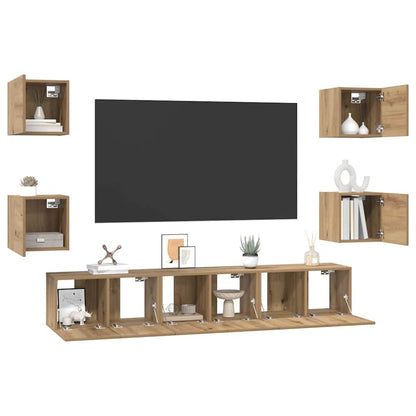 TV-Möbel-Set 7 pcs Eiche handwerklich 60 x 30 x 30 cm