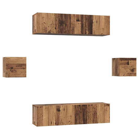 TV-Möbel-Set Wandmontiert 6 pcs Altholz Holzwerkstoff