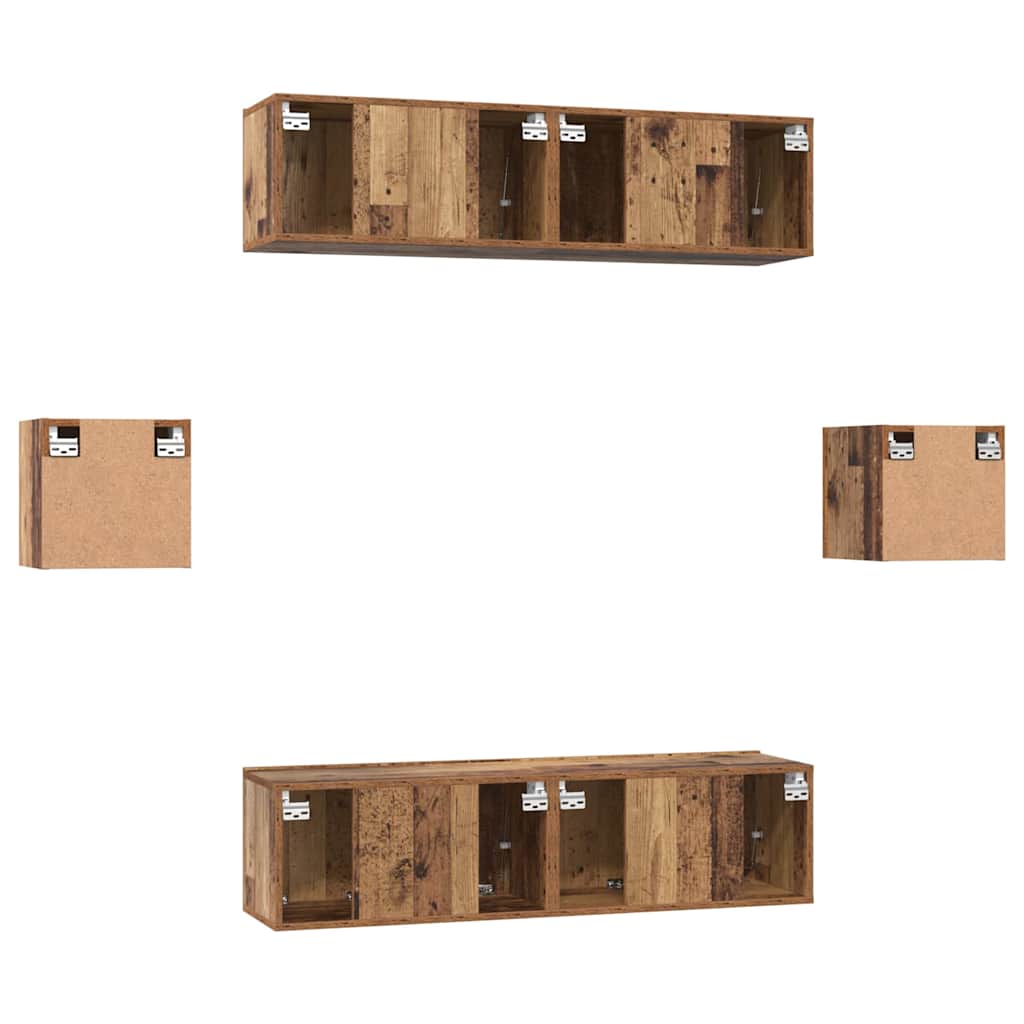 TV-Möbel-Set Wandmontiert 6 pcs Altholz Holzwerkstoff