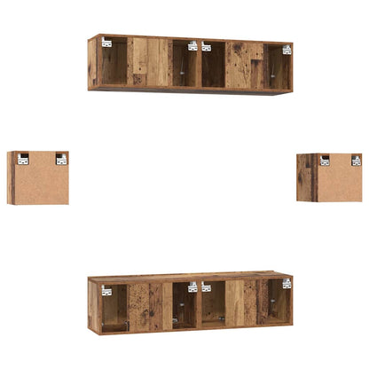 TV-Möbel-Set Wandmontiert 6 pcs Altholz Holzwerkstoff