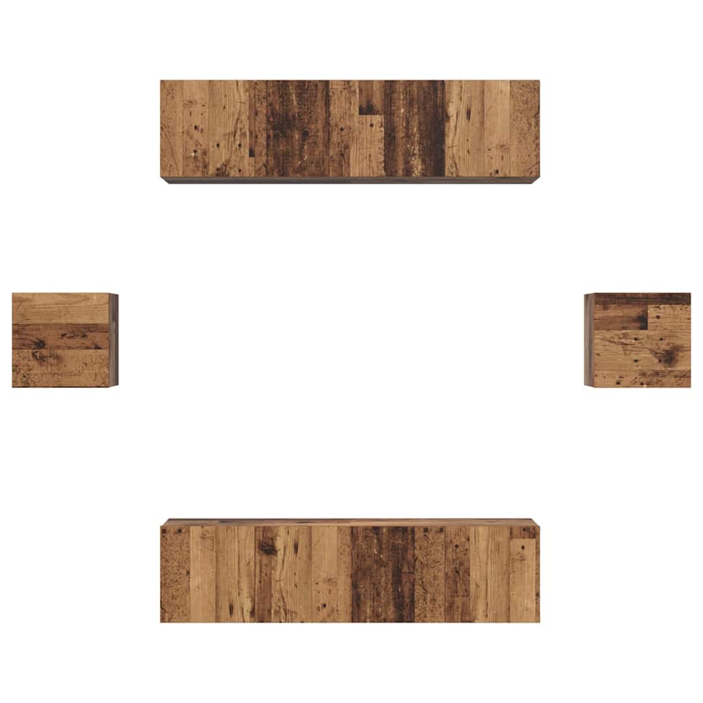 TV-Möbel-Set Wandmontiert 6 pcs Altholz Holzwerkstoff