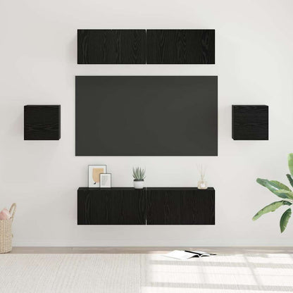 TV-Möbel-Set Wandmontiert 6 pcs Schwarze Eiche Holzwerkstoff