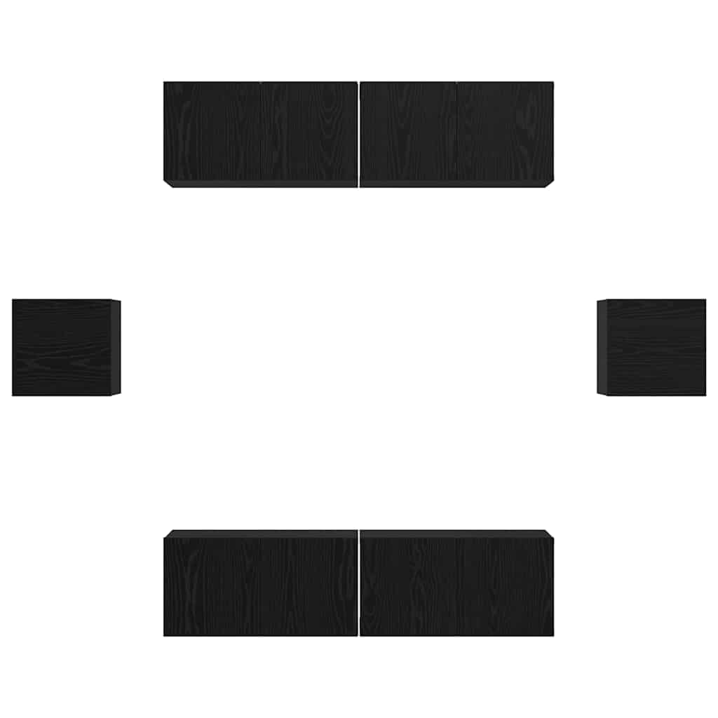 TV-Möbel-Set Wandmontiert 6 pcs Schwarze Eiche Holzwerkstoff