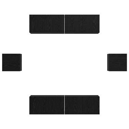 TV-Möbel-Set Wandmontiert 6 pcs Schwarze Eiche Holzwerkstoff