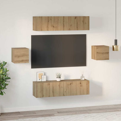 TV-Möbel-Set 6 pcs Eiche handwerklich Holzwerkstoff