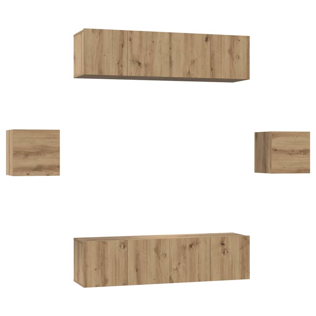 TV-Möbel-Set 6 pcs Eiche handwerklich Holzwerkstoff