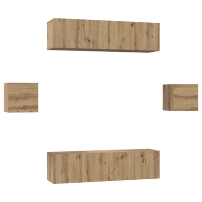 TV-Möbel-Set 6 pcs Eiche handwerklich Holzwerkstoff