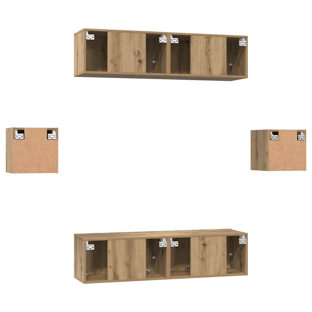 TV-Möbel-Set 6 pcs Eiche handwerklich Holzwerkstoff