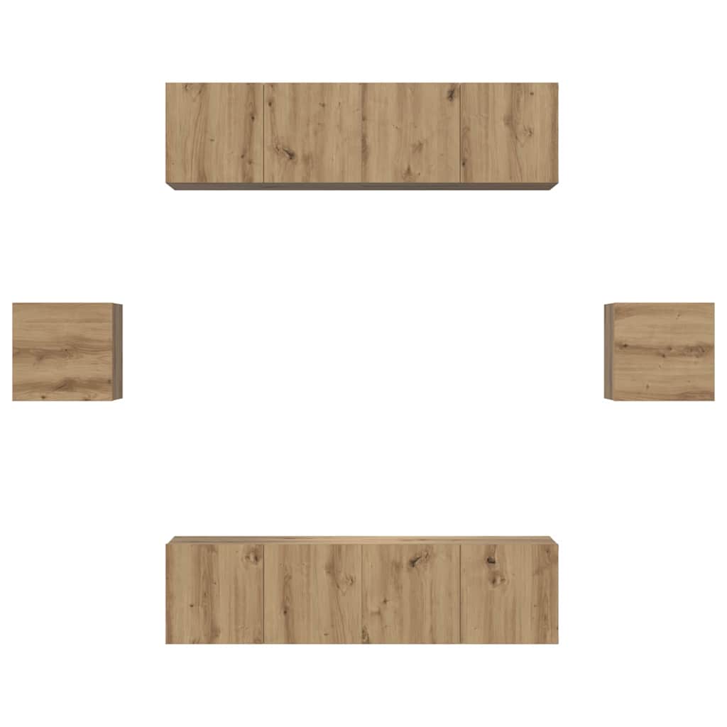 TV-Möbel-Set 6 pcs Eiche handwerklich Holzwerkstoff