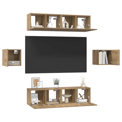 TV-Möbel-Set 6 pcs Eiche handwerklich Holzwerkstoff