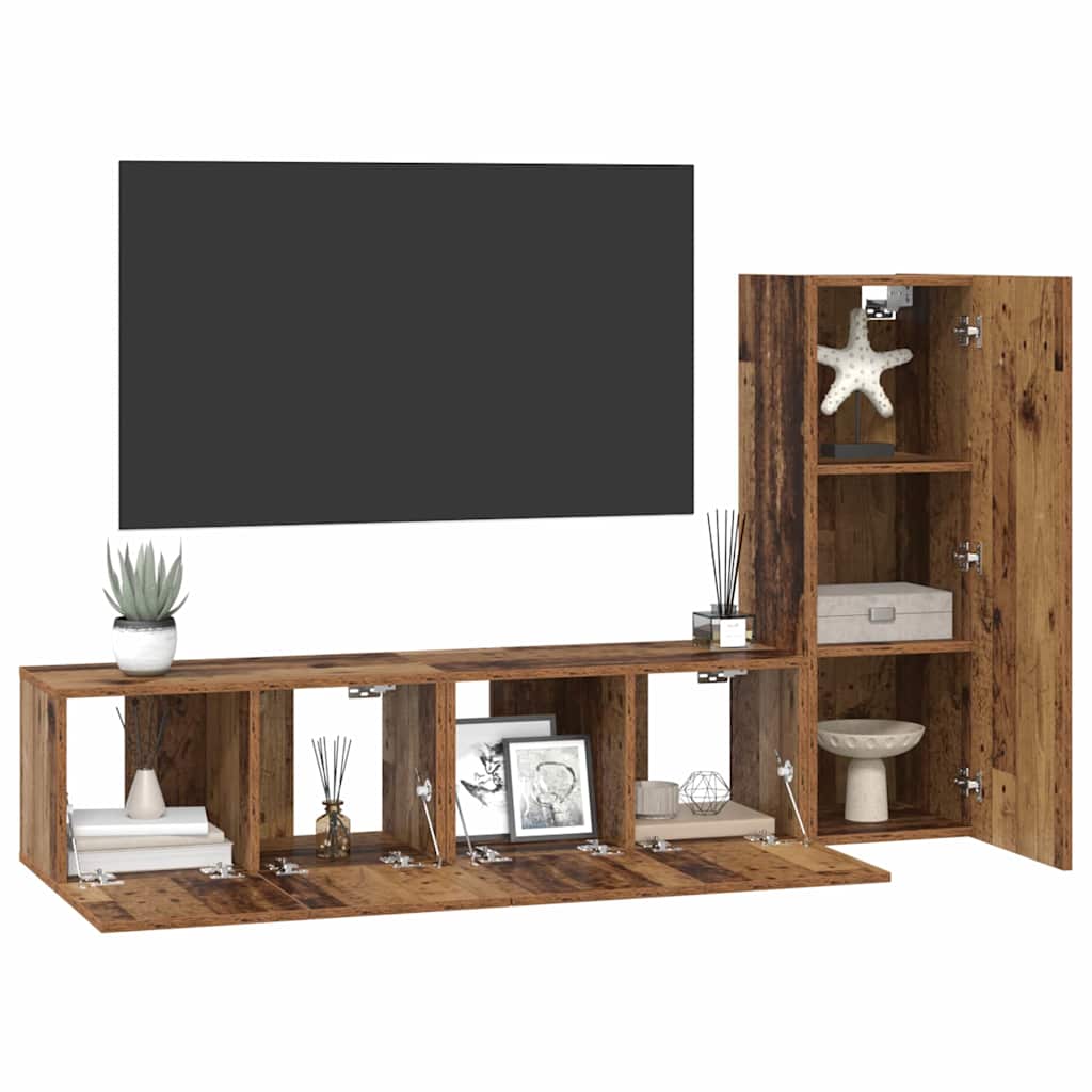TV-Möbel-Set 3 pcs Altholz 60 x 30 x 30 cm Holzwerkstoff