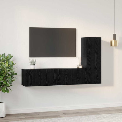 TV-Möbel-Set Wandmontiert 3 pcs Schwarze Eiche 160 x 30 x 30 cm