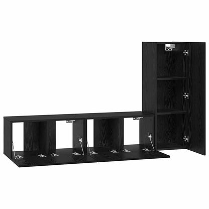 TV-Möbel-Set Wandmontiert 3 pcs Schwarze Eiche 160 x 30 x 30 cm