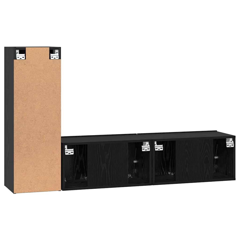 TV-Möbel-Set Wandmontiert 3 pcs Schwarze Eiche 160 x 30 x 30 cm
