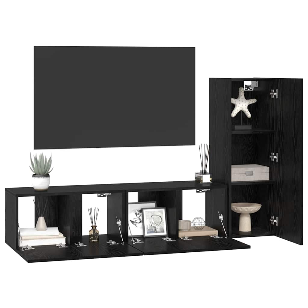 TV-Möbel-Set Wandmontiert 3 pcs Schwarze Eiche 160 x 30 x 30 cm