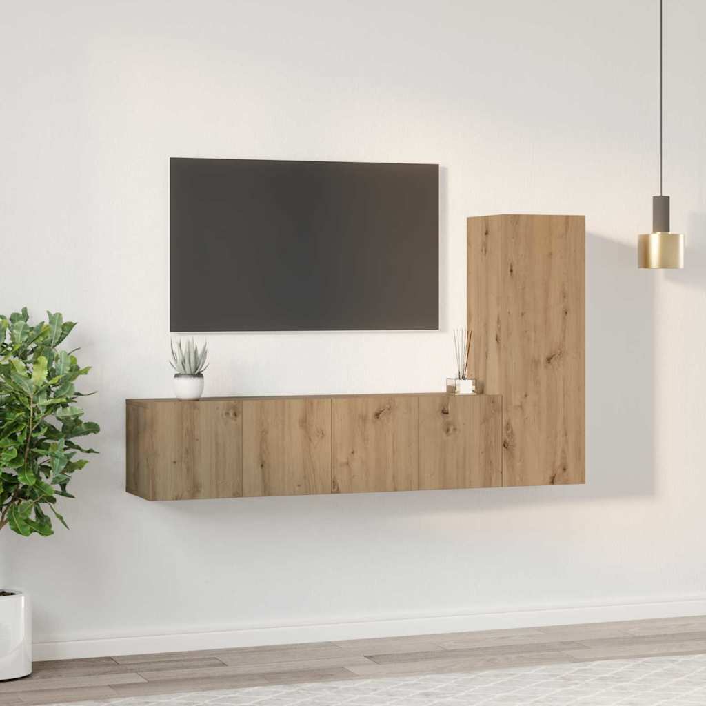 TV-Möbel-Set 3 pcs Eiche handwerklich 60 x 30 x 30 cm