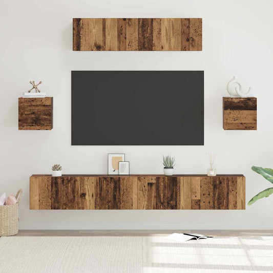 TV-Möbel-Set 7 pcs Altholz 80 x 30 x 30 cm Holzwerkstoff