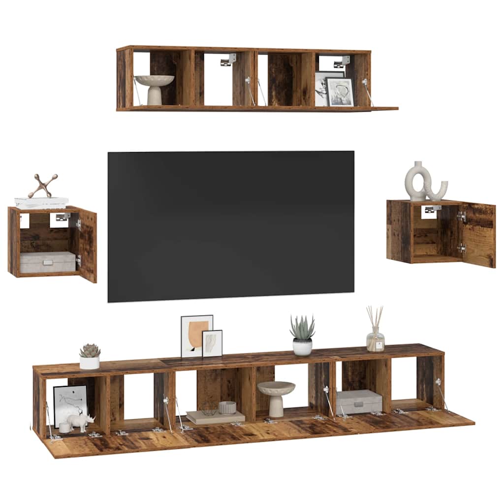 TV-Möbel-Set 7 pcs Altholz 80 x 30 x 30 cm Holzwerkstoff