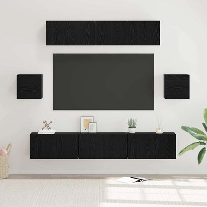 TV-Möbel-Set 7 pcs Schwarze Eiche 80 x 30 x 30 cm Holzwerkstoff