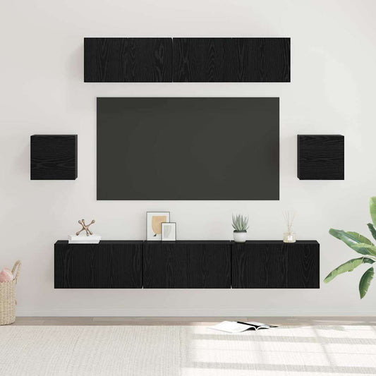 TV-Möbel-Set 7 pcs Schwarze Eiche 80 x 30 x 30 cm Holzwerkstoff