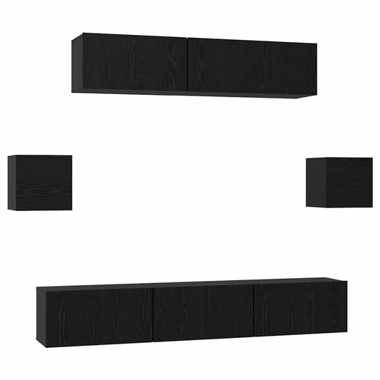 TV-Möbel-Set 7 pcs Schwarze Eiche 80 x 30 x 30 cm Holzwerkstoff